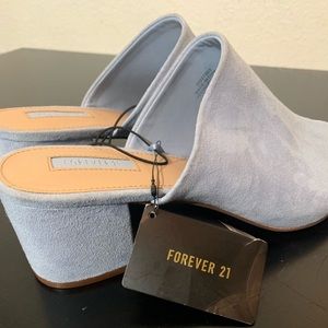 Baby blue slip on heels
